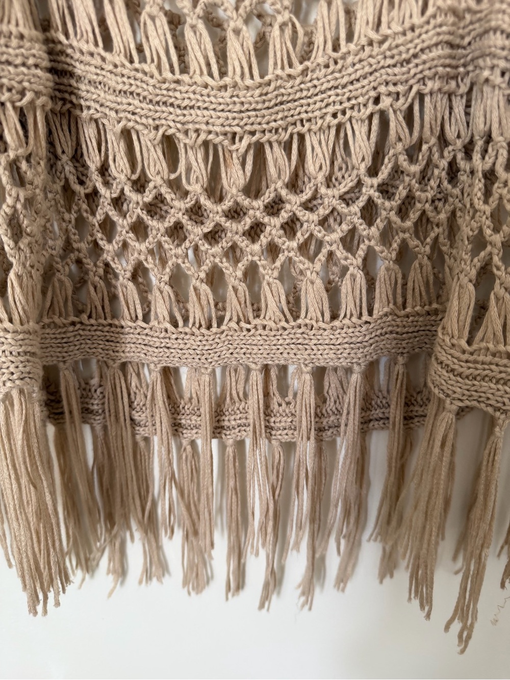 Beige Crochet Fringe Cover-Up - Picture 4 of 4